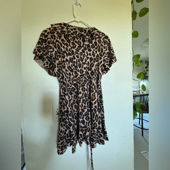 Leopard Print Wrap Dress - Picture 2 of 5